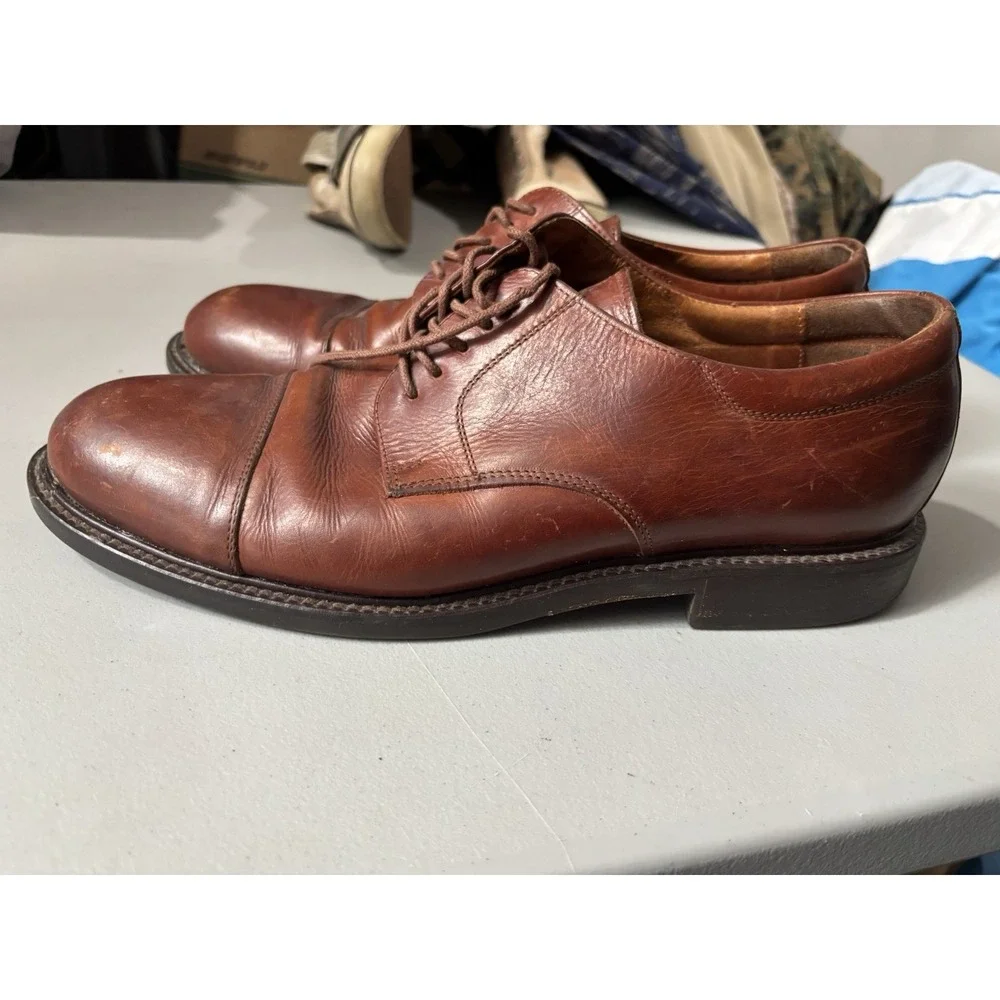 J. Murphy Johnston & Murphy Cap Toe Derby Mens 12 Brown Leather Classic Office